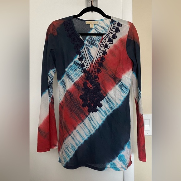 Michael Michael Kors Red, White, Navy Tie Dye Tunic Size XS - Picture 8 of 8